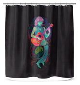 A bathroom curtain featuring a vivid poppy floral design, adding elegance and color to the bathroom.